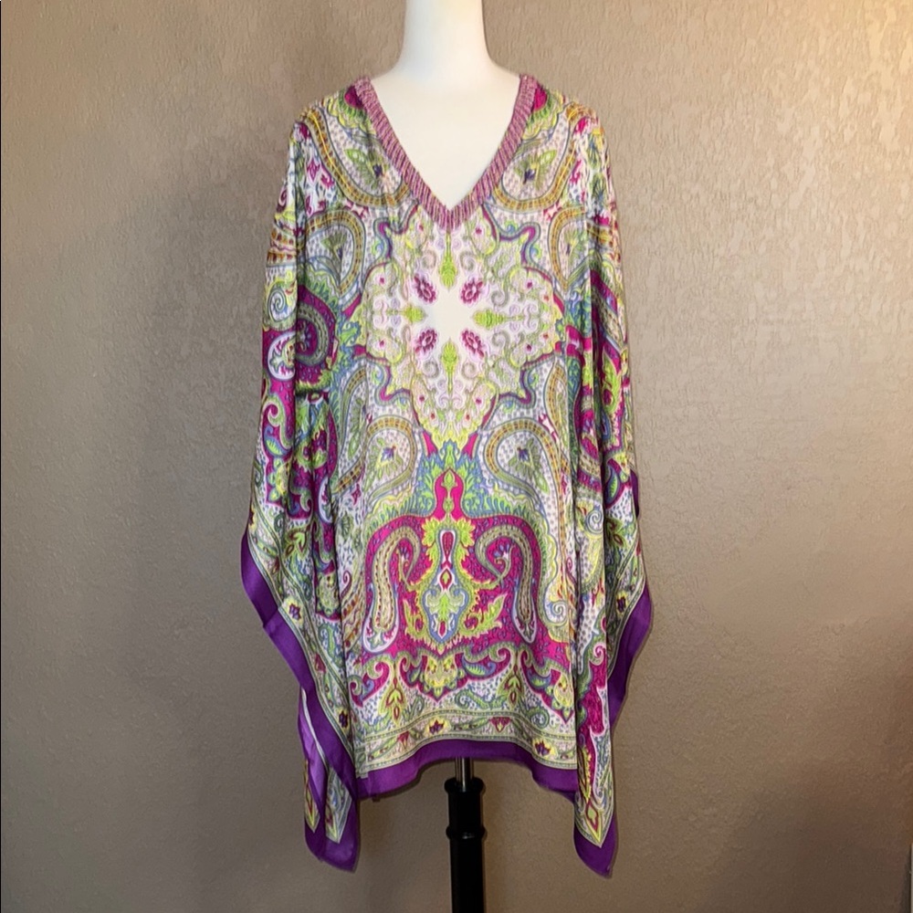 Chico’s Vibrant Paisley V-Neck Poncho